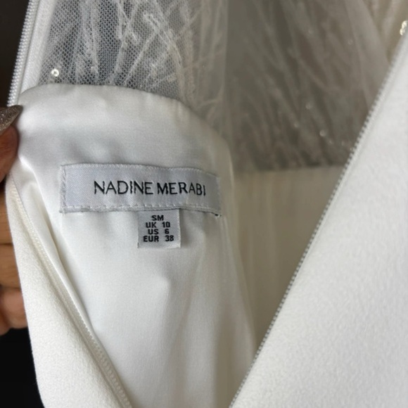 NADINE MERABI ELISSA White Feathered Jumpsuit S/M - Picture 10 of 16